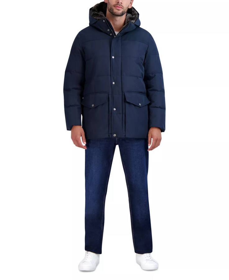 Erkaklar uchun Fleece-astarlı kaputli Parka - Navy - 1