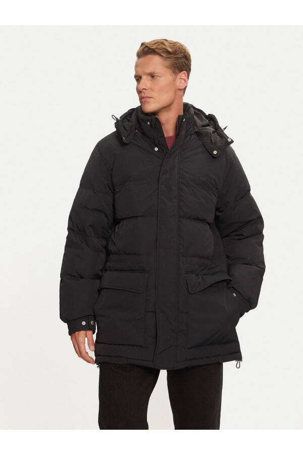 Erkaklar uchun Funksional Rockridge Qora Puffer Uzun Palto - A8559-000 - 1