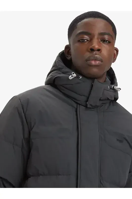 Erkaklar uchun Funksional Rockridge Qora Puffer Uzun Palto - A8559-000 - 6