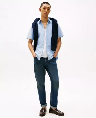 Erkaklar uchun Heritage Oxford oddiy kesimli tugmali ko'ylak - Ko'k - TOMMY HILFIGER (1)