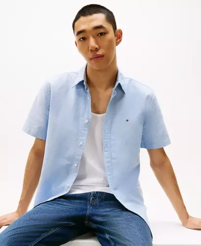 Erkaklar uchun Heritage Oxford oddiy kesimli tugmali ko'ylak - Ko'k - 3