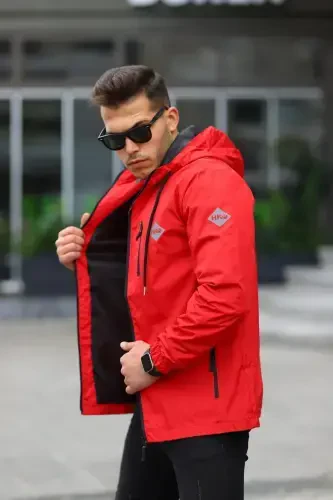 Erkaklar uchun ichki qoplamalı suv o'tkazmaydigan kaputli cho'ntakli yomg'ir paltosi - COMSTAR (1)