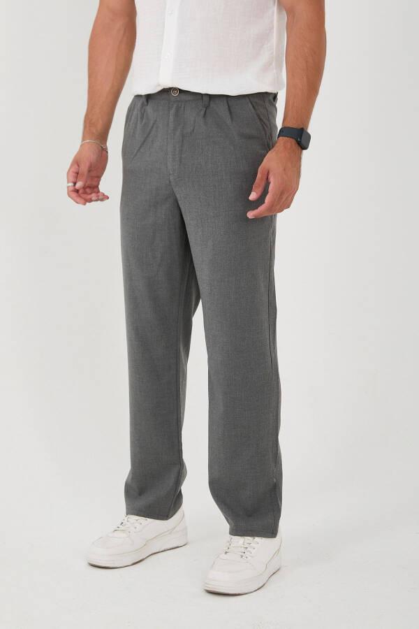 Erkaklar uchun ikki burmali baggy elastik belli yuqori sifatli qulay mato shim - 1