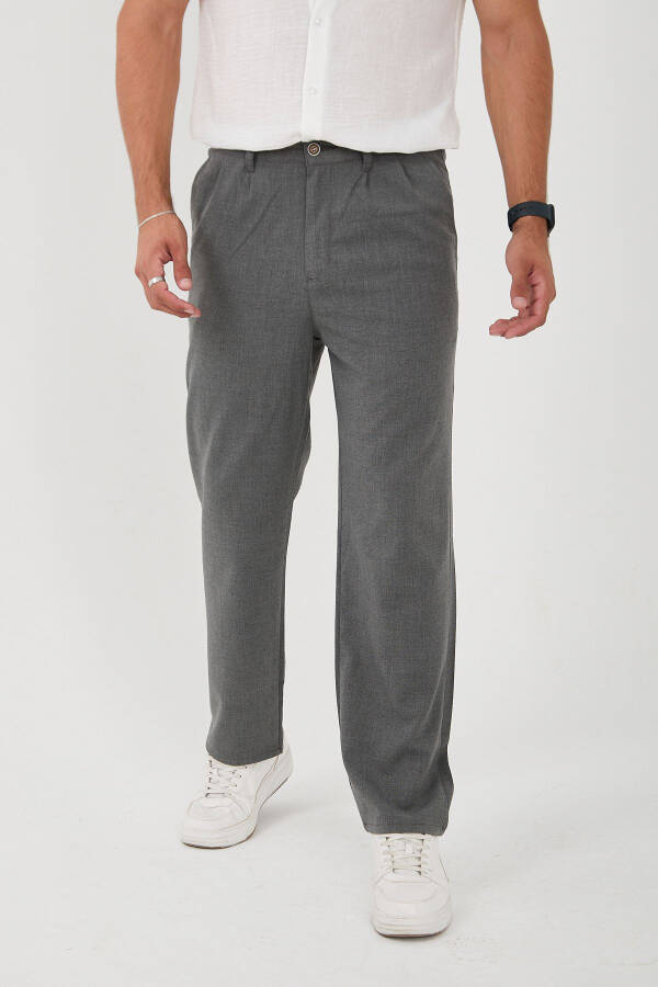 Erkaklar uchun ikki burmali baggy elastik belli yuqori sifatli qulay mato shim - 2