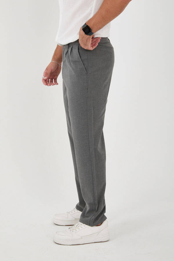 Erkaklar uchun ikki burmali baggy elastik belli yuqori sifatli qulay mato shim - 3