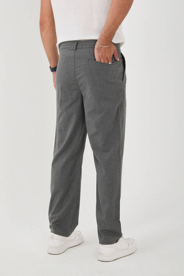 Erkaklar uchun ikki burmali baggy elastik belli yuqori sifatli qulay mato shim - 4