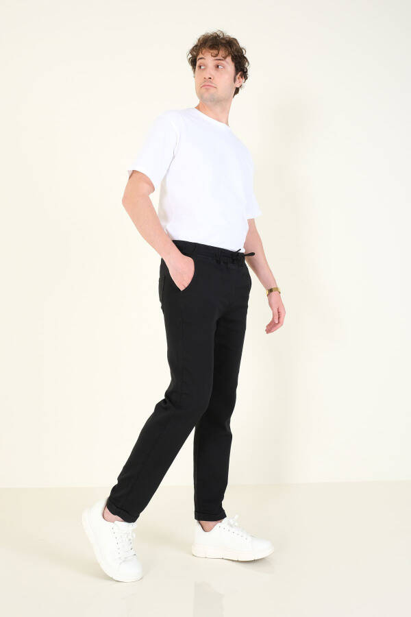 Erkaklar uchun ikki qavatli manjetli jogger shim Black - 2