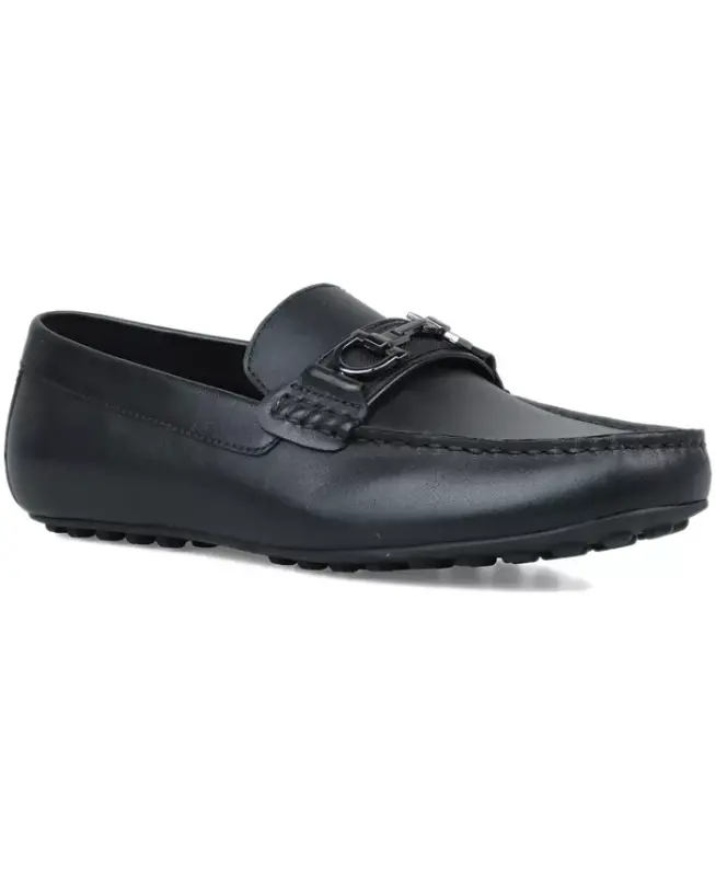 Erkaklar uchun Jasonn charm slip-on bit haydovchi loaferlari, faqat Modazone'da — qora charm - 1