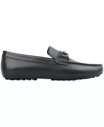 Erkaklar uchun Jasonn charm slip-on bit haydovchi loaferlari, faqat Modazone'da — qora charm - ALFANI (1)