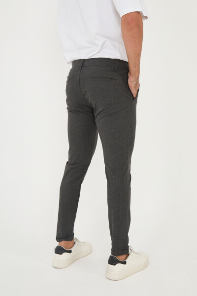 Erkaklar uchun Jogger Slim Fit yarim elastik belbog'li ikki qavatli oyoqli antrasit mato shim - 5