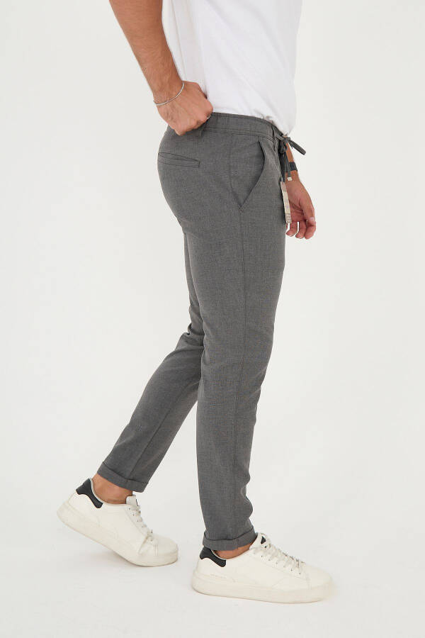 Erkaklar uchun Jogger Slim Fit Yarim Elastik Belli Ikki Qavatli Oyoqli To'q Kulrang Mato Shimi - 1