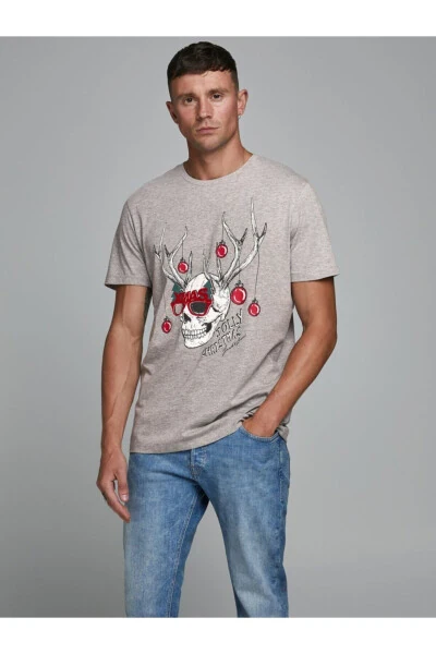 Erkaklar uchun Jorskulljoy Tee Ss Crew Neck Xmas futbolkasi - JACK & JONES