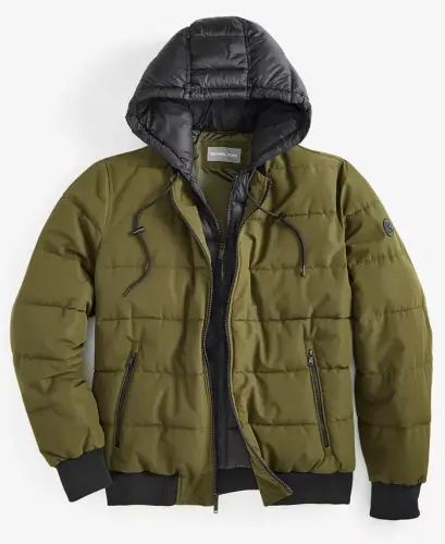 Erkaklar uchun kapüşonli puffer bomber kurtkasi - Zaytun - 5