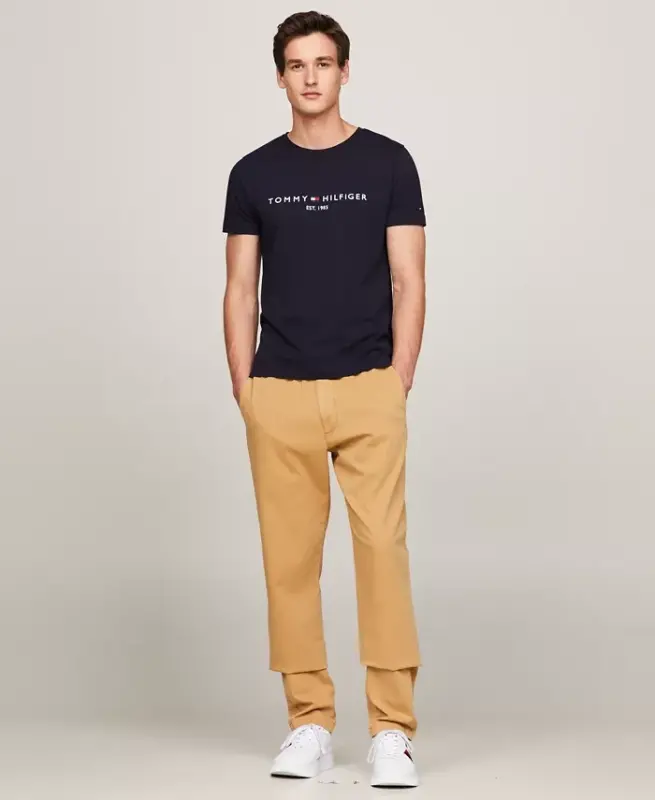 Men's Embroidered Logo Slim-Fit Crewneck T-Shirt-Sky Captain - 4