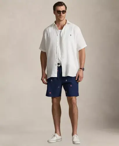 Erkaklar uchun katta o‘lchamli zig‘ir ko‘ylak - Oq - POLO RALPH LAUREN (1)