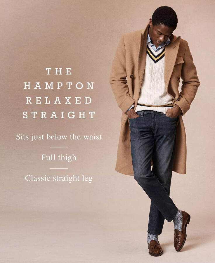 Erkaklar uchun katta va keng Hampton Relaxed Straight Jeans ko'k - 12