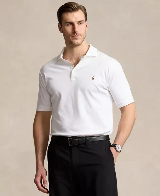 Erkaklar uchun katta va uzun klassik kesimli yumshoq paxta polo ko'ylak - Oq - POLO RALPH LAUREN