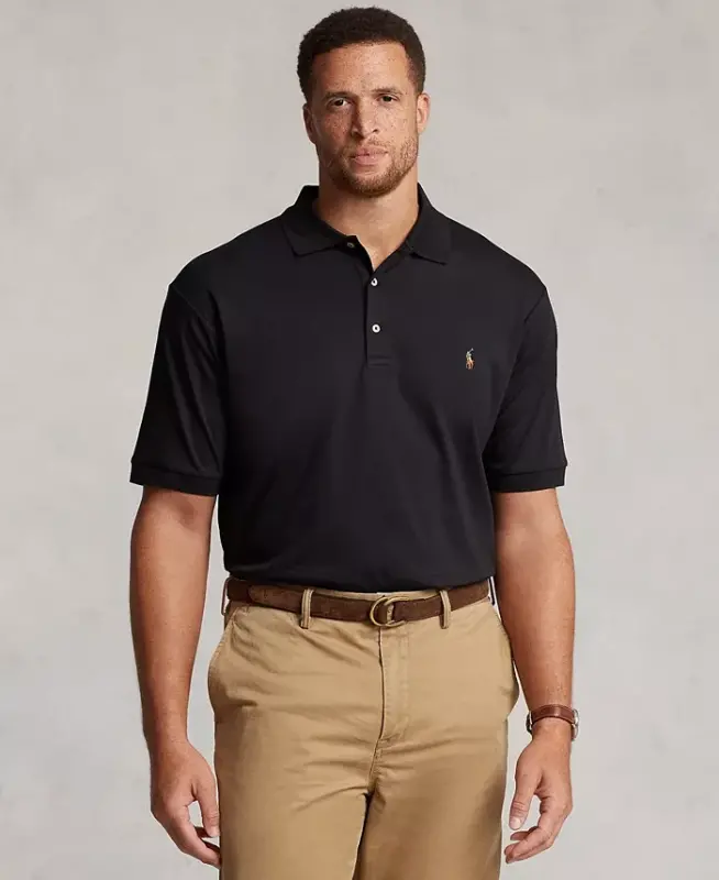 Erkaklar uchun katta va uzun klassik kesimli yumshoq paxta polo ko'ylak — Polo qora - POLO RALPH LAUREN