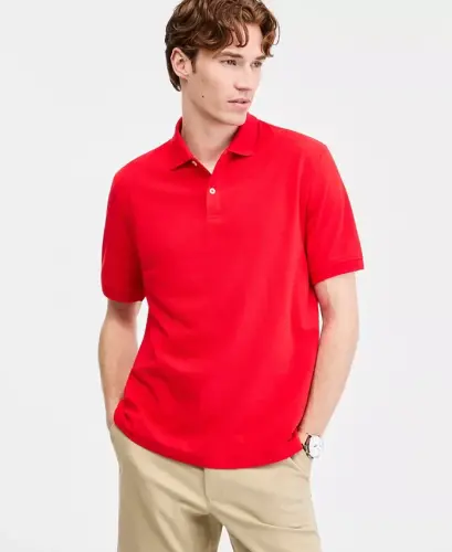 Erkaklar uchun klassik bichimdagi cho‘ziluvchan polo, Modazone uchun yaratilgan - Rhubarb Red 