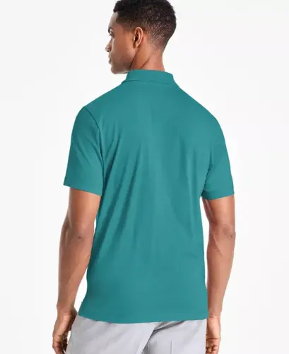 Erkaklar uchun klassik bichimdagi Merserizatsiyalangan Polo ko‘ylagi - Shisha moviy - ALFANI (1)