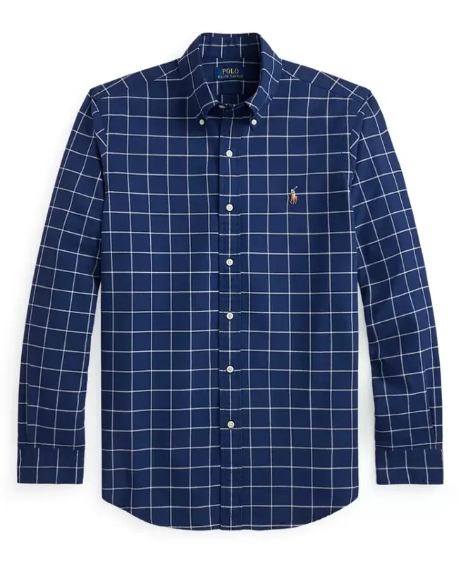 Erkaklar uchun klassik bichimdagi Oksford ko'ylagi - To'q ko'k va oq - POLO RALPH LAUREN