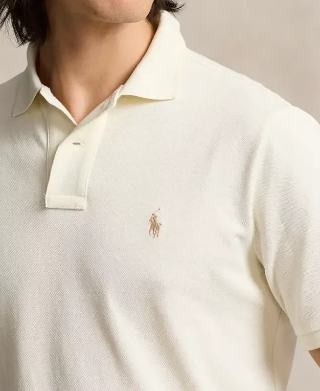 Erkaklar uchun klassik bichimdagi paxtali polo ko'ylak - ParcModazoneent Cream/C8634 - 9
