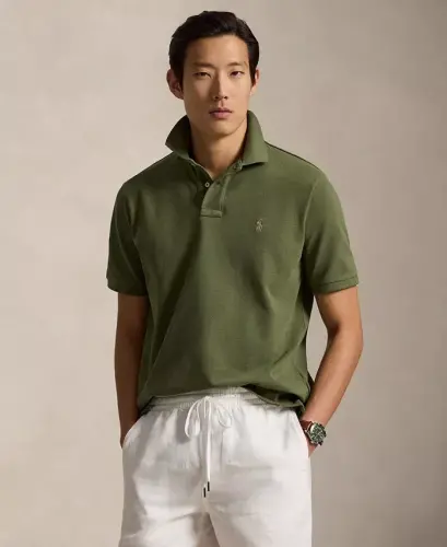 Erkaklar uchun klassik bichimdagi paxtali polo ko'ylak - Supply Olive - 6