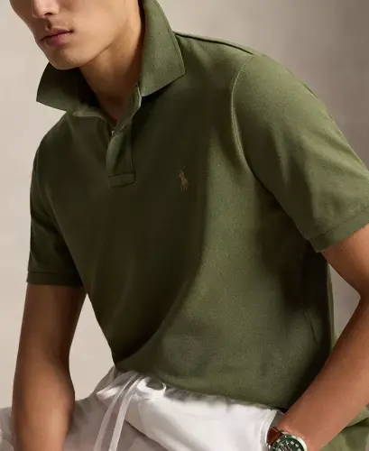 Erkaklar uchun klassik bichimdagi paxtali polo ko'ylak - Supply Olive - 7