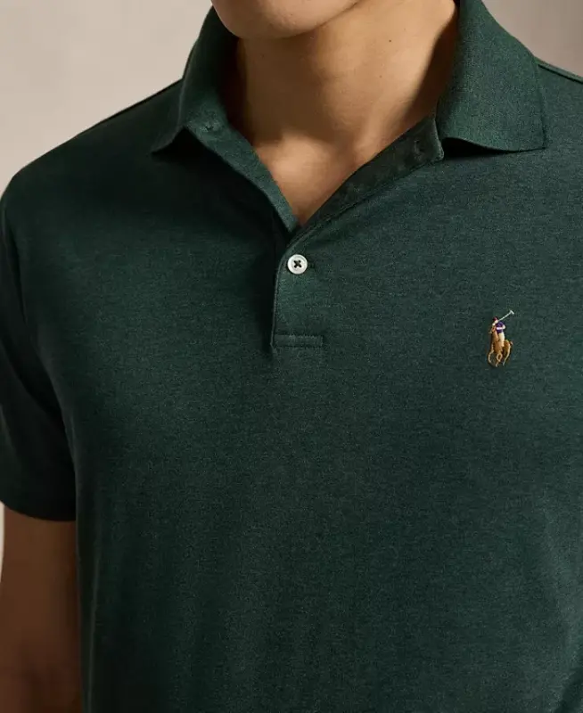Erkaklar uchun klassik bichimdagi yumshoq paxtadan polo ko'ylak - Scotch Pine Heather - 3