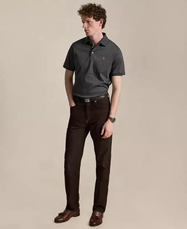 Erkaklar uchun klassik bichimdagi yumshoq paxtadan tikilgan polo ko‘ylagi - Windsor Heather - 2