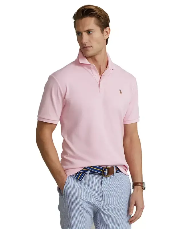 Erkaklar uchun klassik bichimdagi yumshoq paxtali polo - Carmel Pink - 7