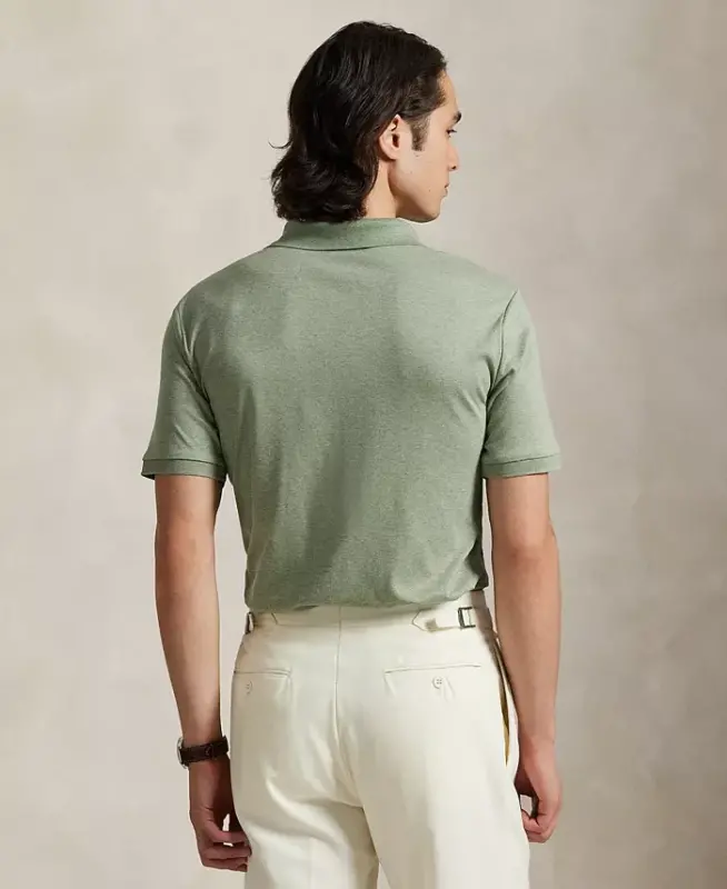 Erkaklar uchun klassik bichimdagi yumshoq paxtali polo - Greenery Heather - 6