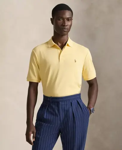Erkaklar uchun klassik bichimdagi yumshoq paxtali polo ko'ylagi - Wicket Yellow 