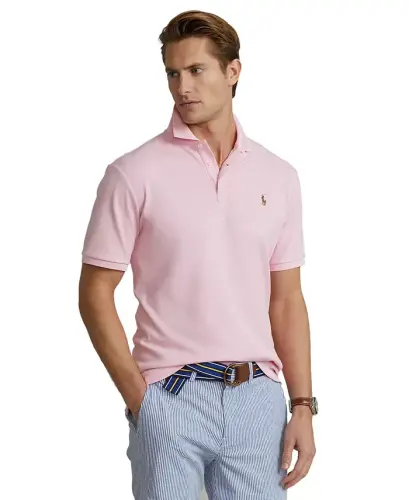 Erkaklar uchun klassik bichimdagi yumshoq paxtali polo ko'ylak - Carmel Pink 
