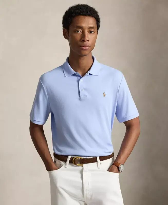 Erkaklar uchun klassik bichimdagi yumshoq paxtali polo ko‘ylak - Tosh rangi ko‘k - POLO RALPH LAUREN