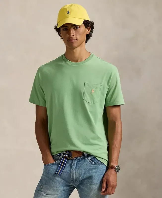Erkaklar uchun klassik bichimli cho'ntakli futbolka - Outback Green - POLO RALPH LAUREN
