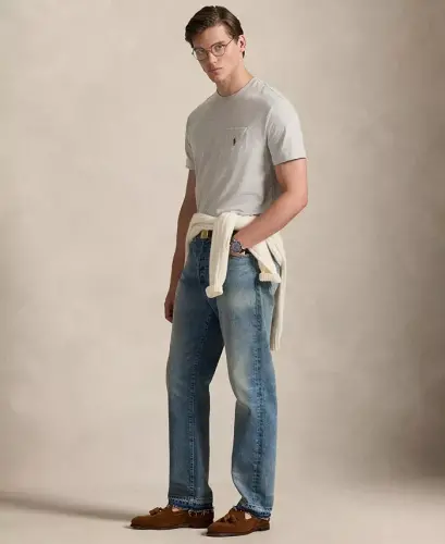 Erkaklar uchun klassik bichimli dumaloq yoqali cho'ntakli futbolka - Taylor Heather - POLO RALPH LAUREN (1)