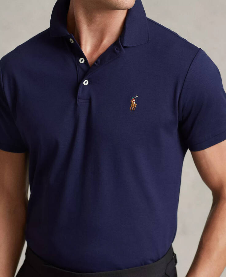 Erkaklar uchun klassik kesimdagi yumshoq paxtadan tikilgan polo futbolka Refined Navy - 3