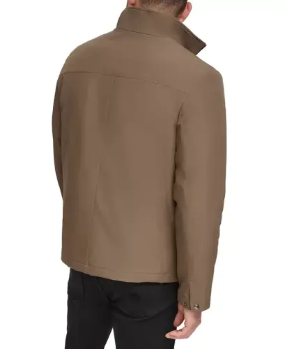 Erkaklar uchun klassik o'rta og'irlikdagi tik yoqali kurtka - To'q jigarrang - CALVIN KLEIN (1)