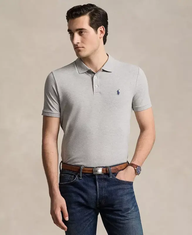Erkaklar uchun klassik torli mesh polo ko'ylak-Andover Heather - POLO RALPH LAUREN