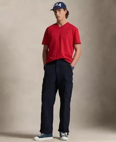 Erkaklar uchun klassik V-bo'yinli futbolka - POLO RALPH LAUREN (1)