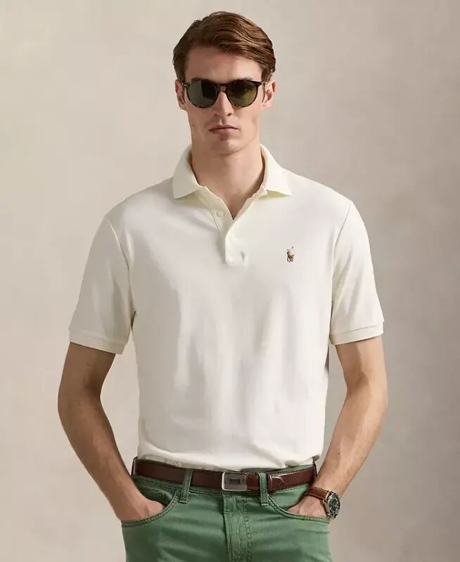 Erkaklar uchun klassik yumshoq paxtali polo - Oq krem - POLO RALPH LAUREN