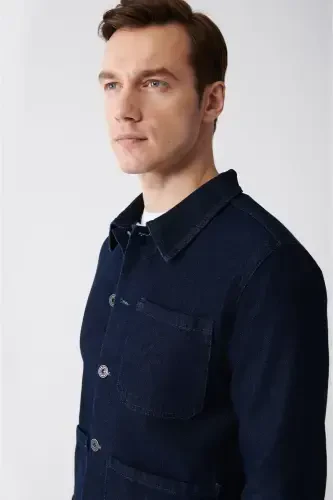 Erkaklar uchun ko'k denim kurtka - AVVA (1)