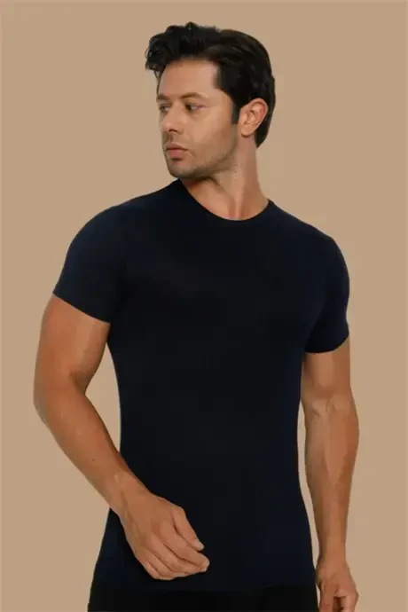 Erkaklar uchun koʻk qora bambuk futbolka - 2