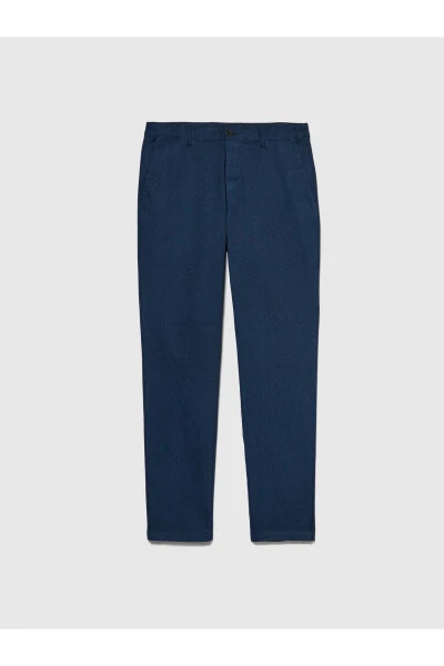 Erkaklar uchun ko'k rangli cho'ziluvchan paxta slim fit denim chino shimlar - SISLEY (1)