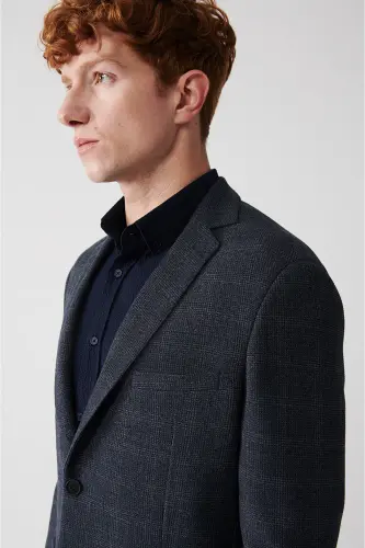 Erkaklar uchun ko'k rangli kurtka, Slim Fit, 360 daraja cho'ziluvchan. - AVVA (1)