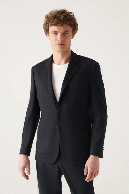 Erkaklar uchun ko'k rangli trikotaj Slim Fit ko'ylagi - AVVA