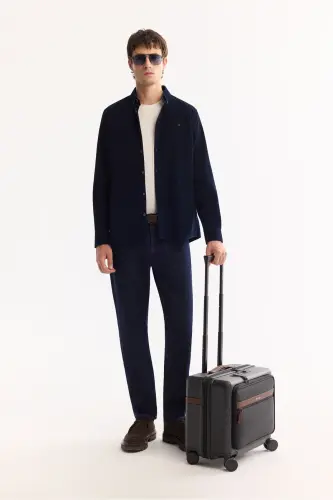 Erkaklar uchun ko'k rangli Unisex ko'ylak tugmali yoqa, chiziqli baxmal, 100% paxta, Regular Fit B002032 - 7