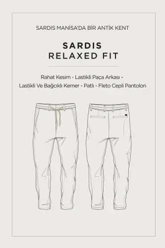 Erkaklar uchun ko'k Sardis Relaxed Fit shim, to'qilgan bel elastik A41y3036 - 8