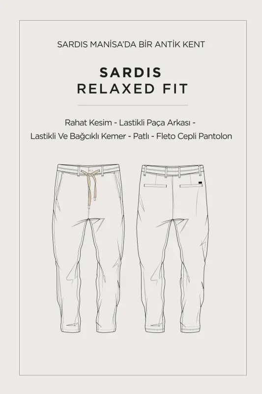 Erkaklar uchun ko'k Sardis Relaxed Fit shim, to'qilgan bel elastik A41y3036 - 8